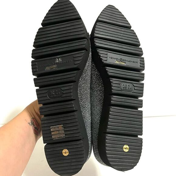 Kennel & Schmenger Ankle Sock Boots Silver Black Sparkly Fringe Pointy Toe New 7 - Picture 11 of 14